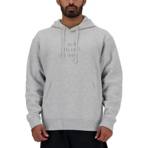 New Balance Iconic Collegiate Graphic Hoodie Sweatshirt Men's Gray
