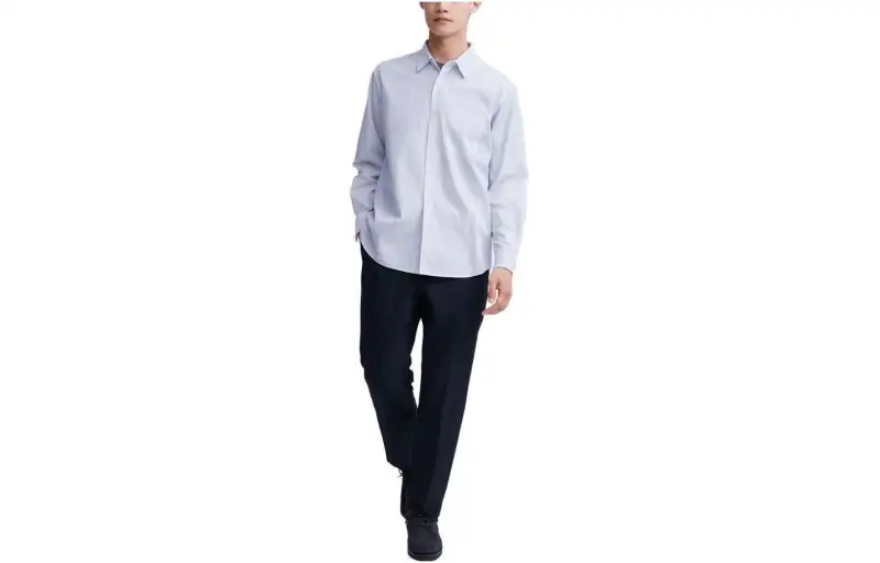 UNIQLO Shirts Men's White Pointed Collar Moderate Shirt