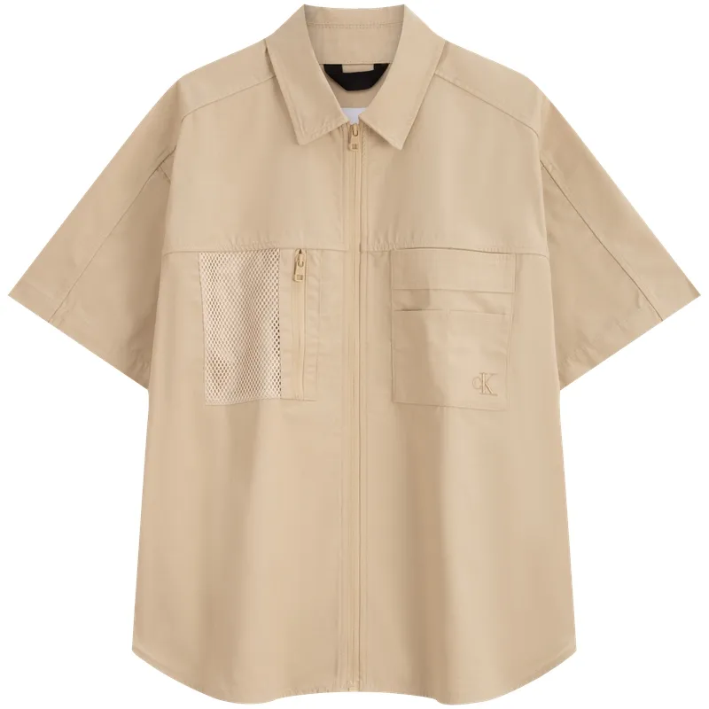 Calvin Klein Shirts Men's RAE-Khaki Lapel Moderate Workwear