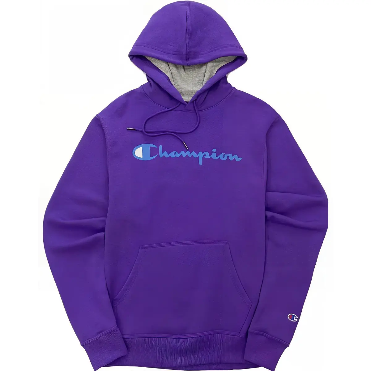 Champion SS23 Spring Summer Collection, Brand Logo Embroidery Fleece Lined Hooded Pullover Sweatshirt Unisex Purple