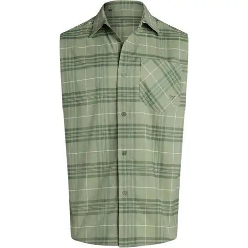 GYMSHARK CHECK SLEEVELESS SHIRT Plaid embroidered logo logo back letter embroidered sleeveless shirt for men, natural sage green