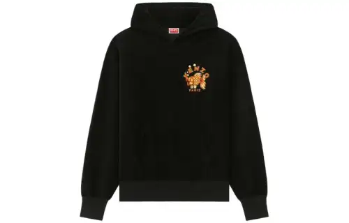 KENZO Sweatshirts Men's Black Hooded Moderate Regular