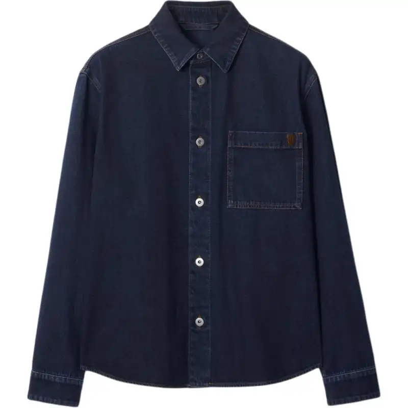Burberry Logo Embroidered Buttoned Denim Shirt