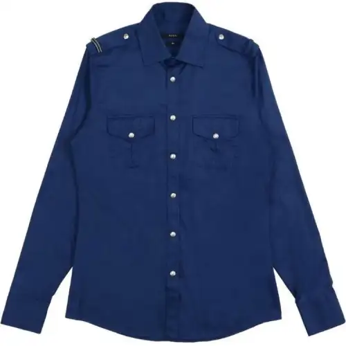 GUCCI Shirts Men's Blue Lapel Moderate Other