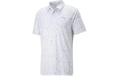 PUMA Cloudspun Petal Polo Shirts Men's White Polo Collar Moderate Straight Fit