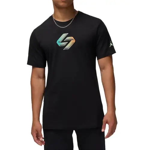 Jordan T Shirts Men's Black Crew Neck Moderate Straight Fit