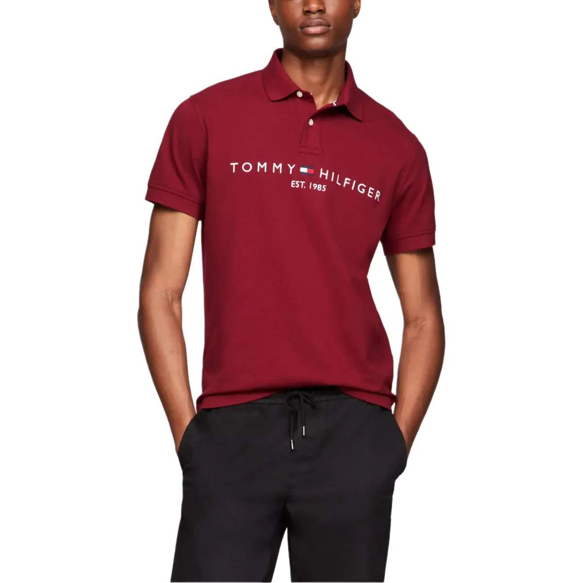 Tommy Hilfiger Polo Shirt Men's Burgundy