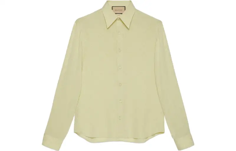 GUCCI Shirts Men's Light Green Lapel Moderate Other