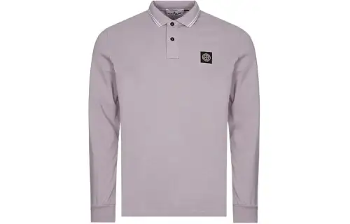 STONE ISLAND Junior Logo Patch Long Sleeved Polo Shirt
