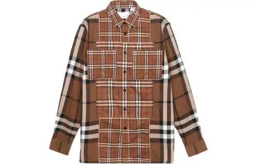 Burberry Check Woven Shirt Brown
