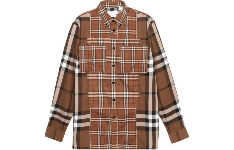 Burberry Check Woven Shirt Brown