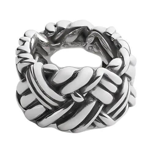 Bottega Veneta Sterling Silver Rings Men's Silver