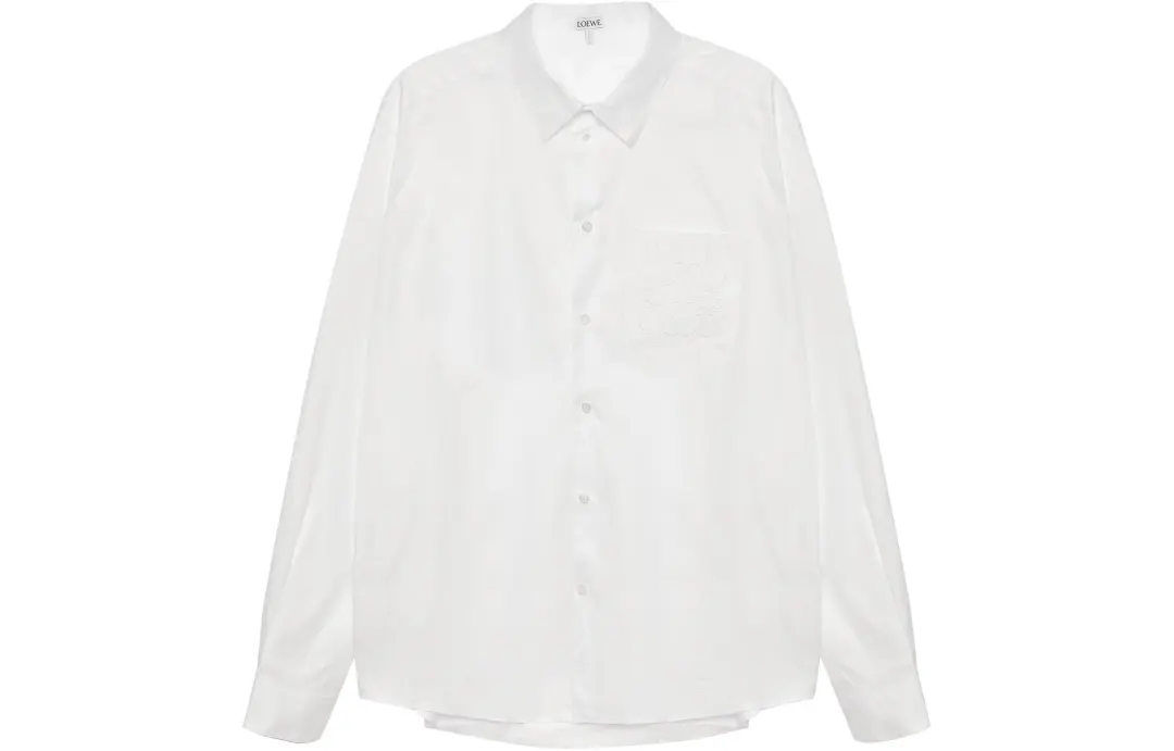 LOEWE Shirts Men's White Pointed Collar Moderate Other