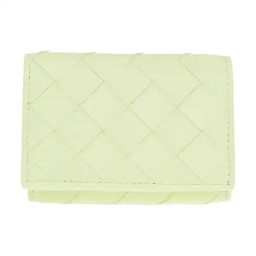 Bottega Veneta Intrecciato Lambskin Wallet Mini Women's Light Green