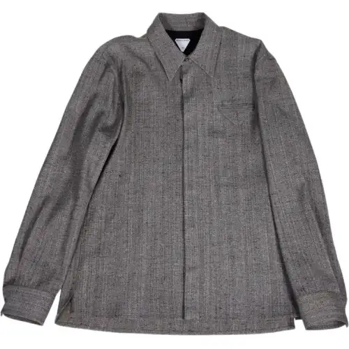 Bottega Veneta Shirts Men's Gray Lapel Moderate Shirt