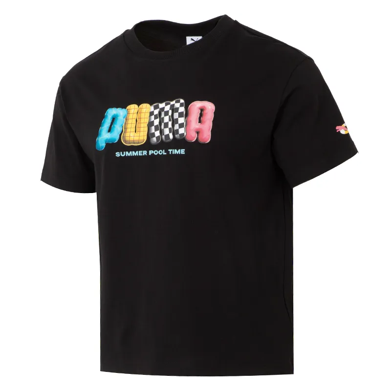 PUMA T-Shirts Men's Black Crew Neck Moderate