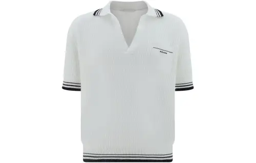 PRADA Logo intarsia Polo Top