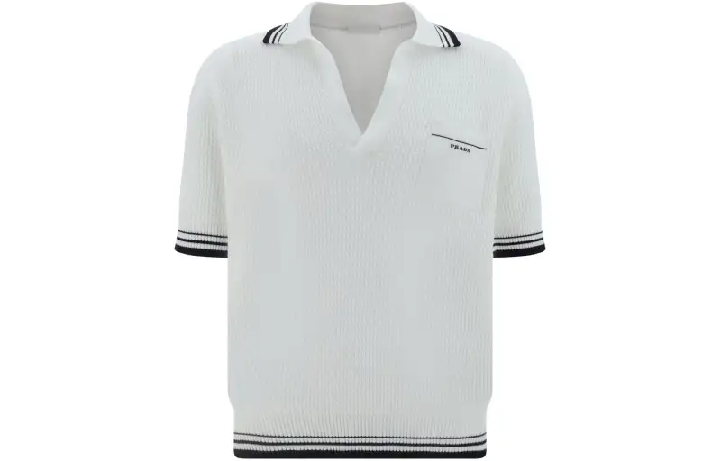 PRADA Logo intarsia Polo Top