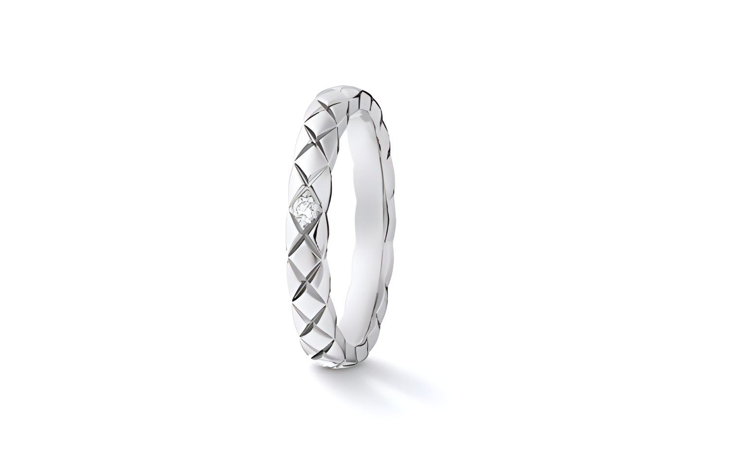 CHANEL Chanel COCO CRUSH Series Matras Quilted Pattern Diamond Ring Unisex Couple Model Silver