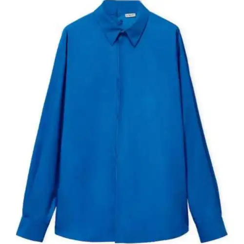 LOEWE Shirts Men's Blue Pointed Collar Moderate Other