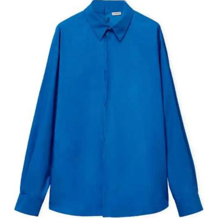 LOEWE Shirts Men's Blue Pointed Collar Moderate Other