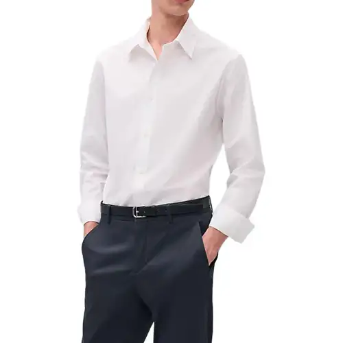 HERMES Shirts Men's White Lapel Moderate Other