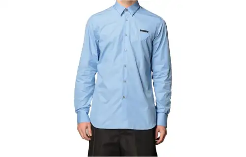 PRADA Shirts Men's Sky Blue Lapel Moderate Shirt
