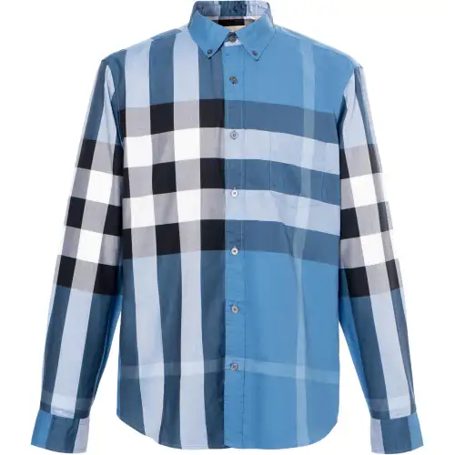 Burberry Shirts Men's Blue Lapel Moderate Shirt