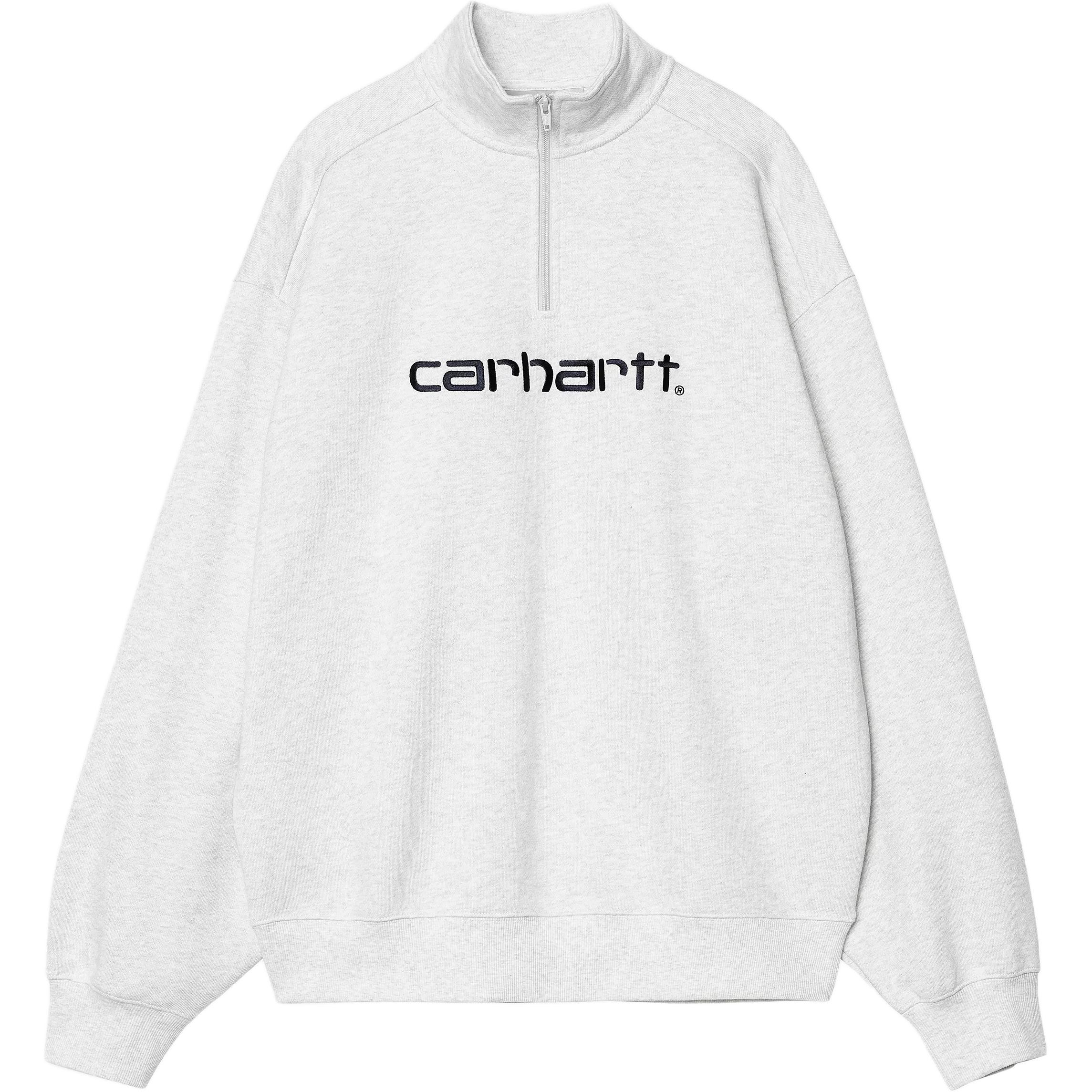 Мужское худи Carhartt Script Half Zip Sweatshirt (серое)