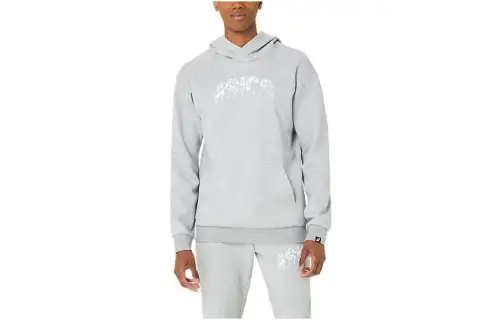 ASICS Sweatshirts Men's Gray Hooded Moderate Regular