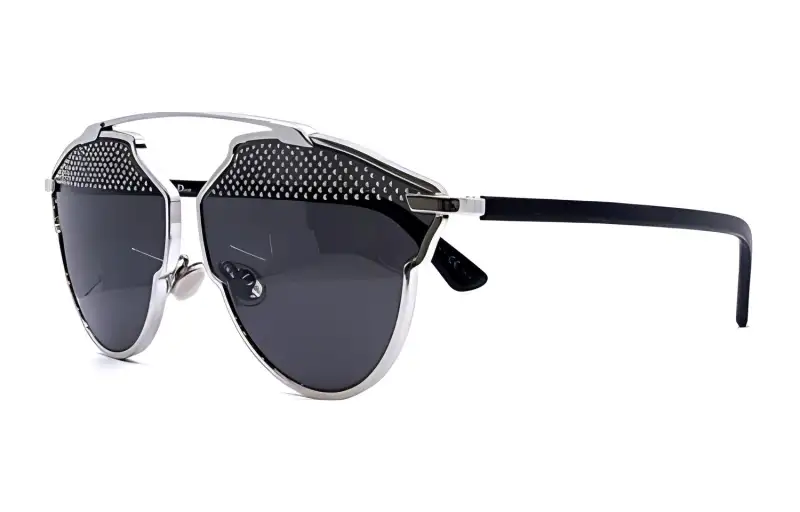 DIOR Acetate Metal Irregular Shape Sunglasses Unisex Black