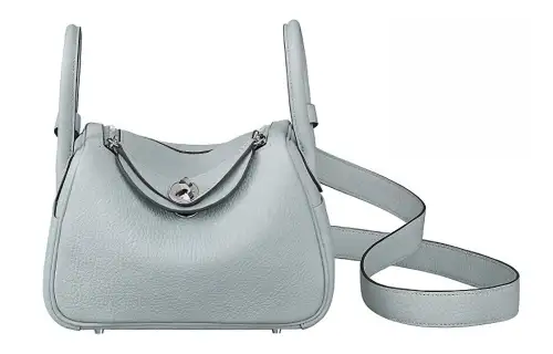 HERMES Lindy Taurillon Clemence Cow Leather Handbag, Crossbody Bag 19 Women's 08 Bleu Pale Grail Blue