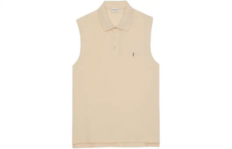 SAINT LAURENT Cassandre Sleeveless Polo Shirt