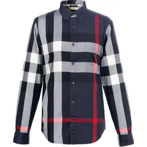 Burberry Shirts Men's Black Lapel Moderate Shirt