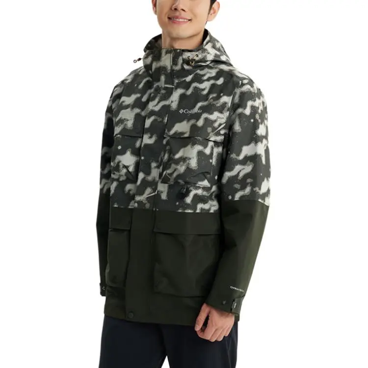 Columbia Transit Hiking Waterproof And Windproof Windbreaker Jacket Men's Green