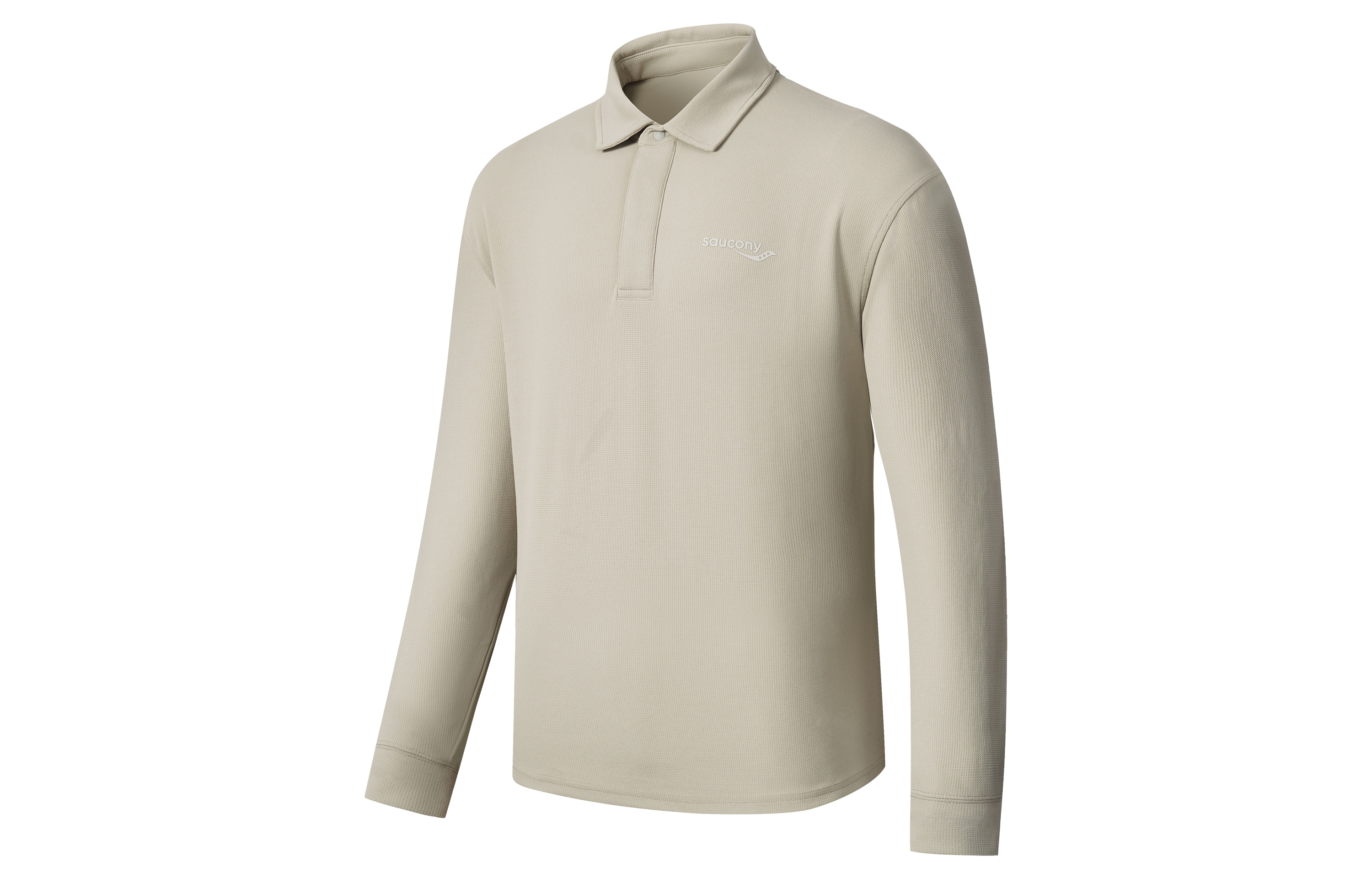 Мужская футболка Saucony Polo Long Sleeve (серо-зеленая)