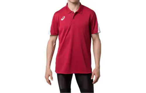 ASICS Polo Shirts Unisex Red Polo Collar Moderate Straight Fit