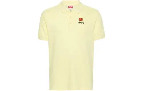 KENZO Polo Shirts Men's Yellow Polo Collar Moderate Straight Fit