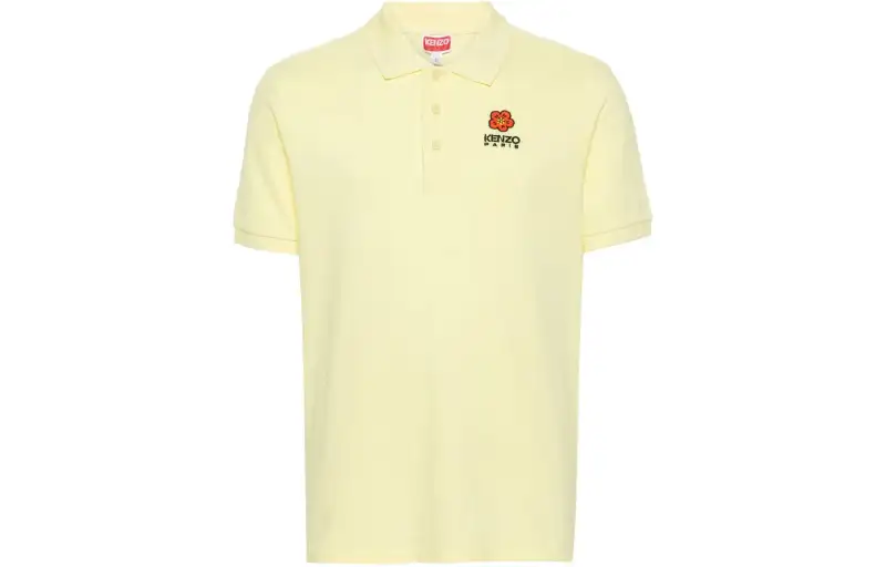 KENZO Polo Shirts Men's Yellow Polo Collar Moderate Straight Fit