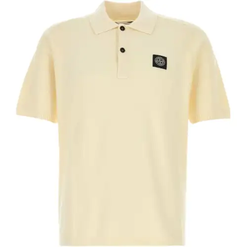 STONE ISLAND Logo Patch Knitted Polo Shirt