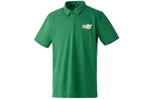 PUMA Polo Shirts Men's Green Polo Collar Moderate Straight Fit