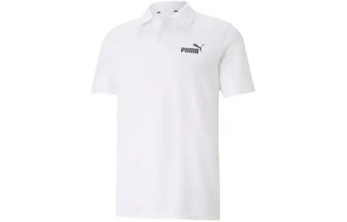 PUMA ESS Polo Shirts Men's White Polo Collar Moderate Straight Fit