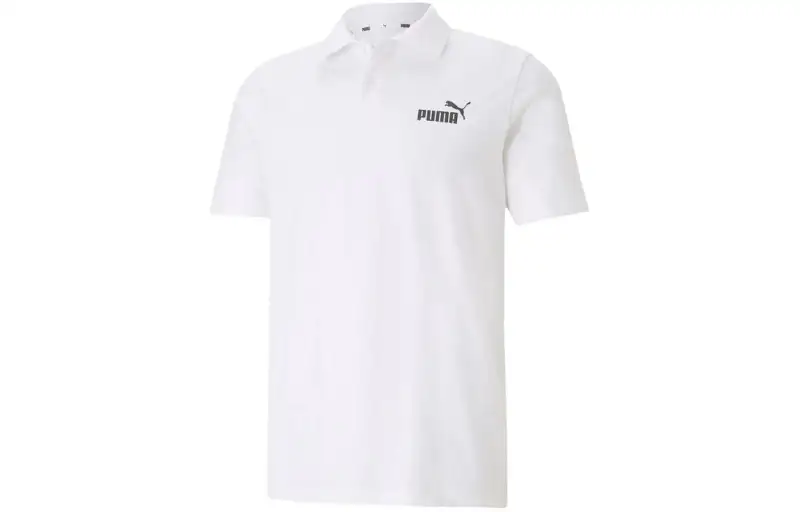 PUMA ESS Polo Shirts Men's White Polo Collar Moderate Straight Fit