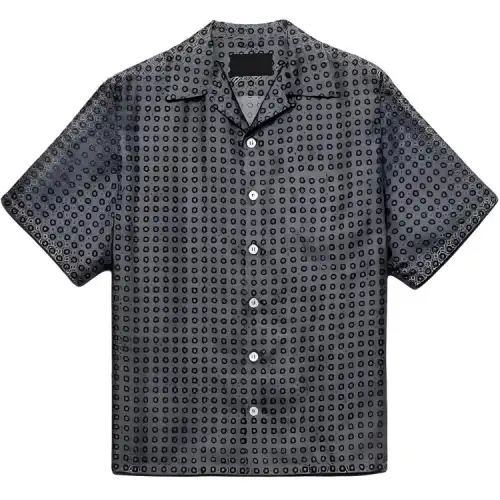 PRADA Shirts Men's Gray Lapel Moderate Shirt