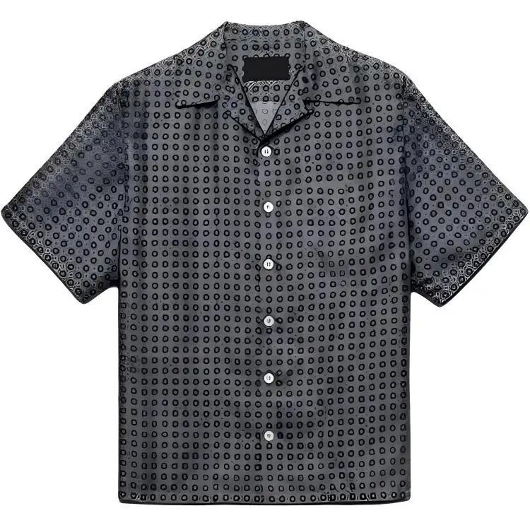 PRADA Shirts Men's Gray Lapel Moderate Shirt