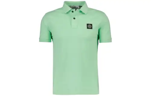 STONE ISLAND Polo Shirts Men's Green Polo Collar Moderate Straight Fit