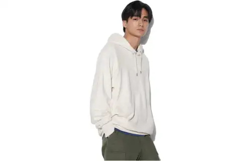 UNIQLO Sweatshirts Unisex White Hooded Moderate Regular