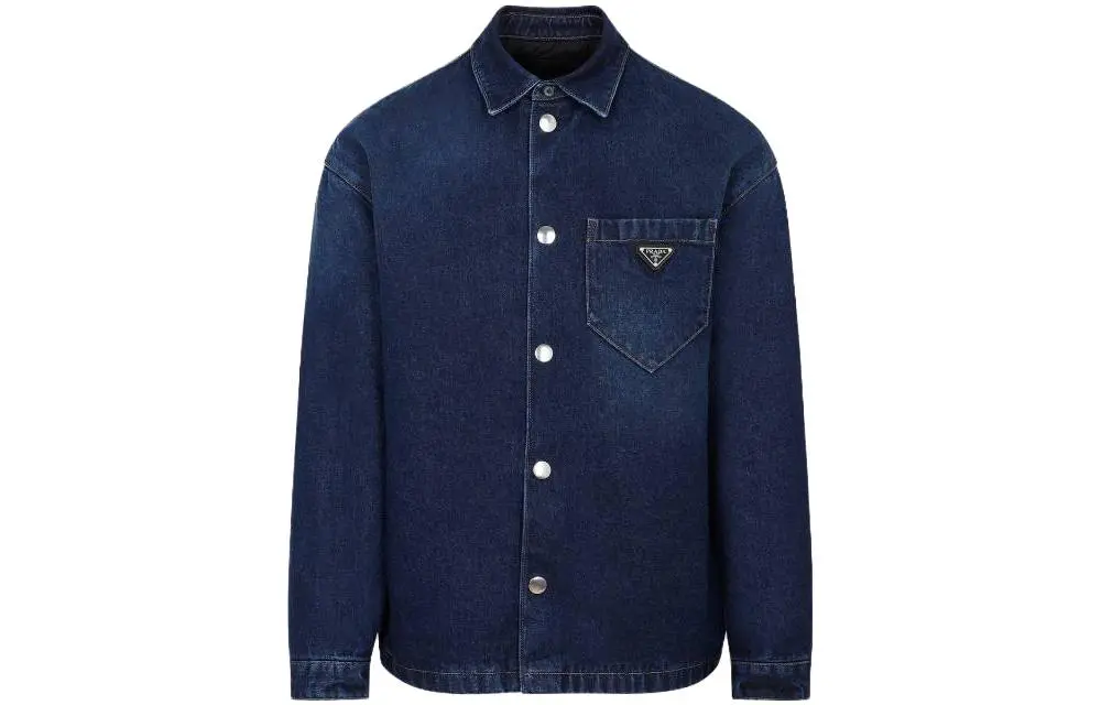 PRADA Shirts Men's Blue Pointed Collar Moderate Other