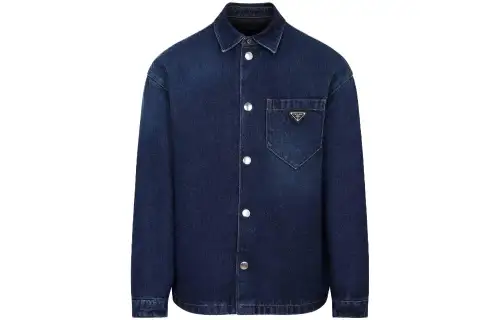 PRADA Shirts Men's Blue Pointed Collar Moderate Other