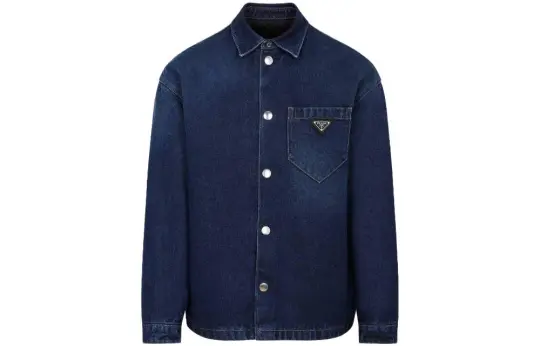 PRADA Shirts Men's Blue Pointed Collar Moderate Other